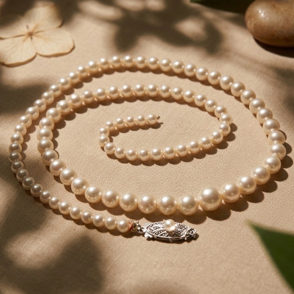 Vintage Mikimoto Akoya Pearl Necklace 17.5" Sterling Clasp Graduated Restringing